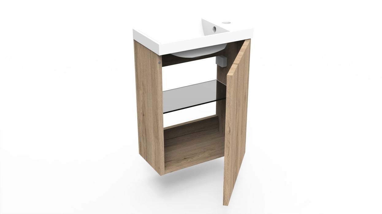 Fonteinkast canyon oak incl. fontein mat wit m/o - Tegeleend