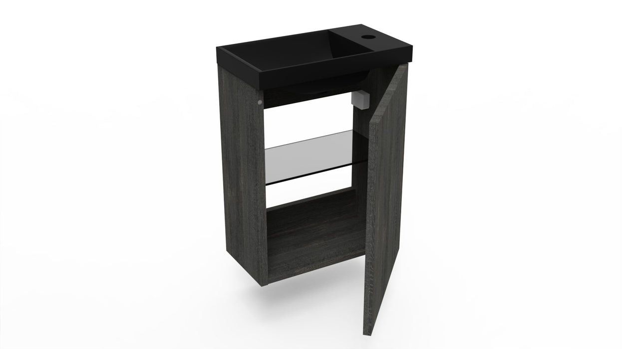 Fonteinkast dark oak incl. fontein mat zwart z/o - Tegeleend