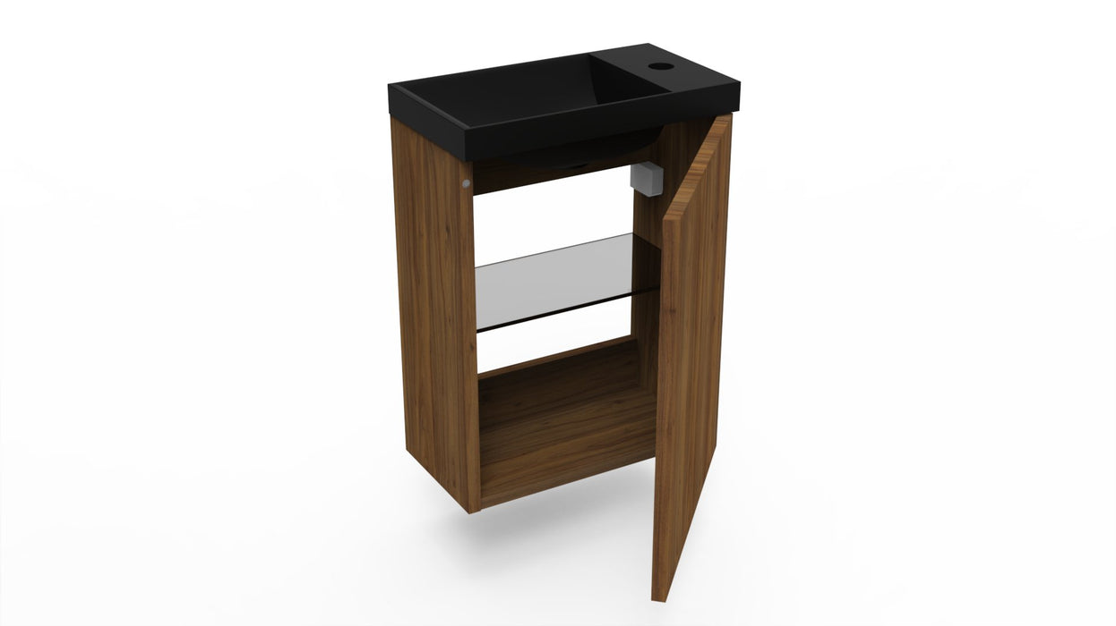 Fonteinkast maddison oak incl. fontein mat zwart z/o - Tegeleend
