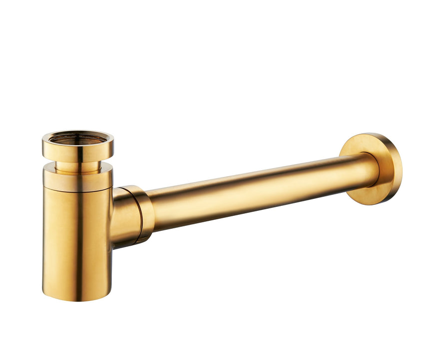 Fonteinset Rhea S mini met fontein links quartz, kraan, sifon en afvoerplug geborsteld messing - Tegeleend