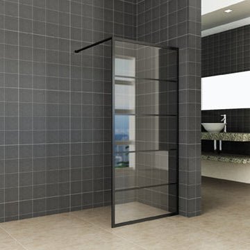 Horizon inloopdouche met raster, nano glas en mat zwart profiel - Tegeleend