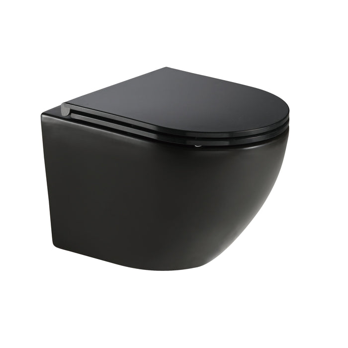 Lavigo Destra - Wandcloset set 52cm - Mat zwart - Tegeleend