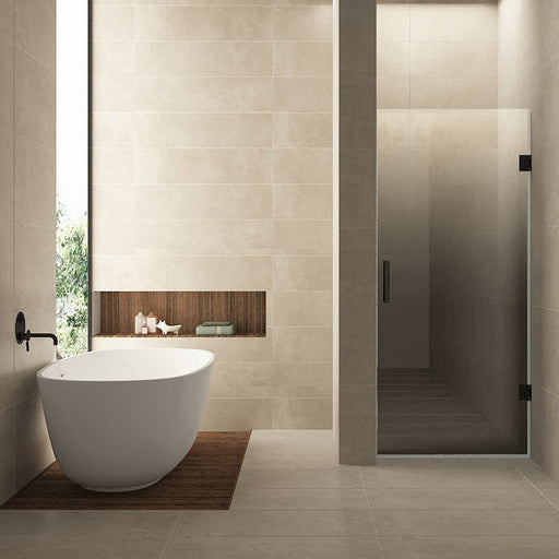 Less nisdeur rechts 900 x 2000 x 8 mm nano spiegelrook - naar helder glas/mat zwart - Tegeleend