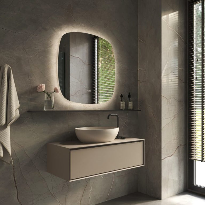 Phantom - Deens ovale LED spiegel, 100x100 cm met directe en indirecte led rondom + spiegeverwarming, kleurenwissel en touch dimmer - Tegeleend