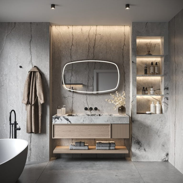 Phantom - Deens ovale LED spiegel, 160x74 cm met directe en indirecte led rondom + spiegeverwarming, kleurenwissel en touch dimmer - Tegeleend