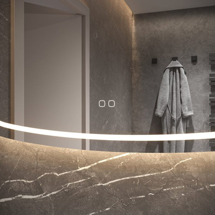 Phantom - organische LED spiegel, 160x80 cm met directe en indirecte led rondom + spiegeverwarming, kleurenwissel en touch dimmer - Tegeleend