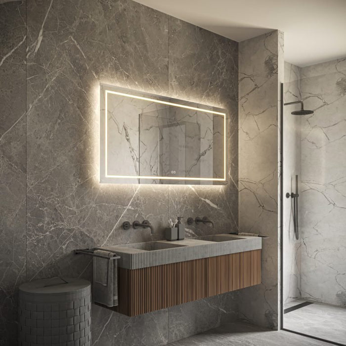 Phantom - rechthoekige LED spiegel, 160x70 cm met directe en indirecte led rondom + spiegeverwarming, kleurenwissel en touch dimmer - Tegeleend
