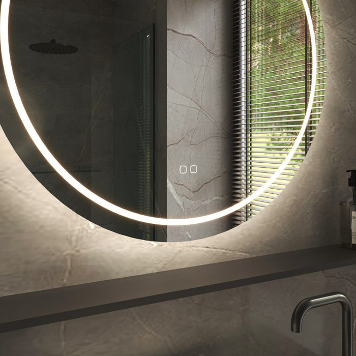 Phantom - ronde LED spiegel, 100 cm met directe en indirecte led rondom + spiegeverwarming, kleurenwissel en touch dimmer - Tegeleend