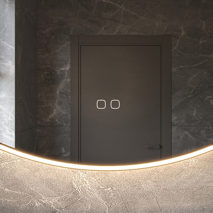 Phantom - ronde LED spiegel op BRONS frame, 100 cm met directe led in frame rand en indirecte led rondom + spiegeverwarming, kleurenwissel en touch dimmer - Tegeleend