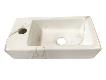 Rhea S mini fontein links 36,5 x 18 x 9 cm keramiek carrara - Tegeleend