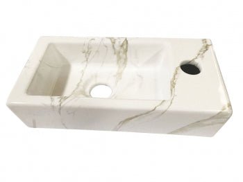 Rhea S mini fontein rechts 36,5 x 18 x 9 cm keramiek carrara - Tegeleend