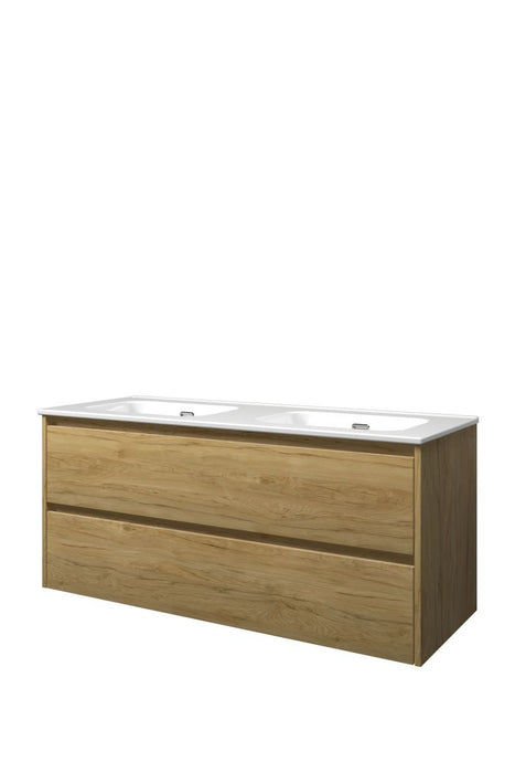 Set porselein Elegant wastafel dubbel en onderkast symmetrisch 1400x460x540 - Tegeleend