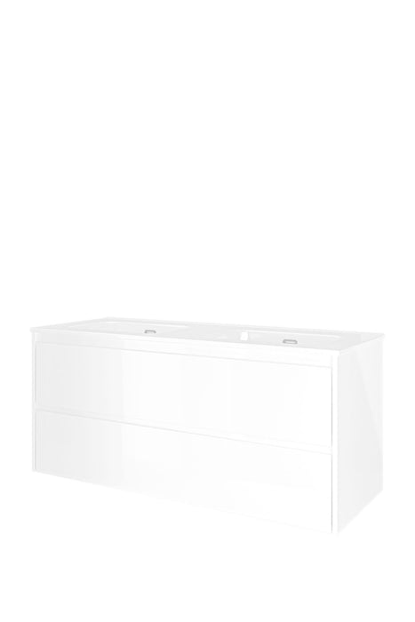 Set porselein Elegant wastafel dubbel en onderkast symmetrisch 1400x460x540 - Tegeleend