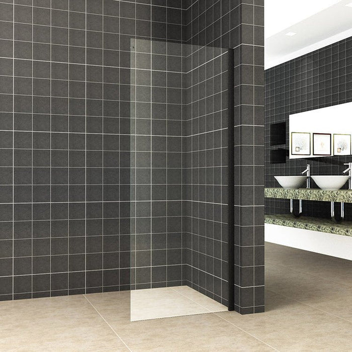 Side zijwand voor nis-schuifdeur, nano glas mat zwart - Tegeleend