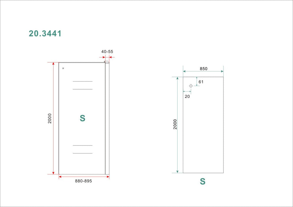 Side zijwand voor Puerta en Slide nisdeur 900 x 2000 x 8 mm nano helder glas/chroom - Tegeleend