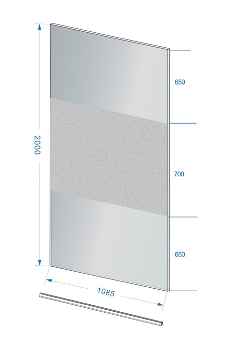 Slim glasplaat 1100 x 2000 x 8 mm nano rookglas met melkglas middenband - Tegeleend