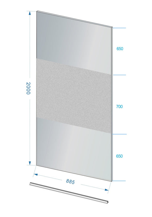 Slim glasplaat 900 x 2000 x 8 mm nano rookglas met melkglas middenband - Tegeleend