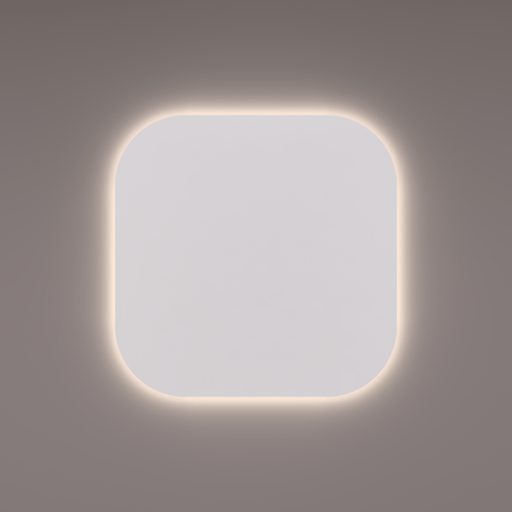 Spiegel basic line gelijkzijdig afgerond en met indirecte LED verlichting rondom 100x100x3 cm + spiegelverwarming en infrarood sensor dimmer - Tegeleend