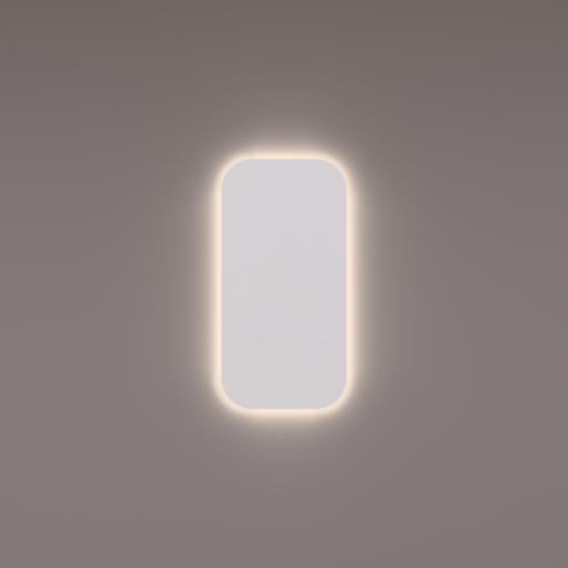 Spiegel basic line verticaal afgerond en met indirecte LED verlichting rondom 40x80x3 cm + spiegelverwarming en infrarood sensor dimmer - Tegeleend