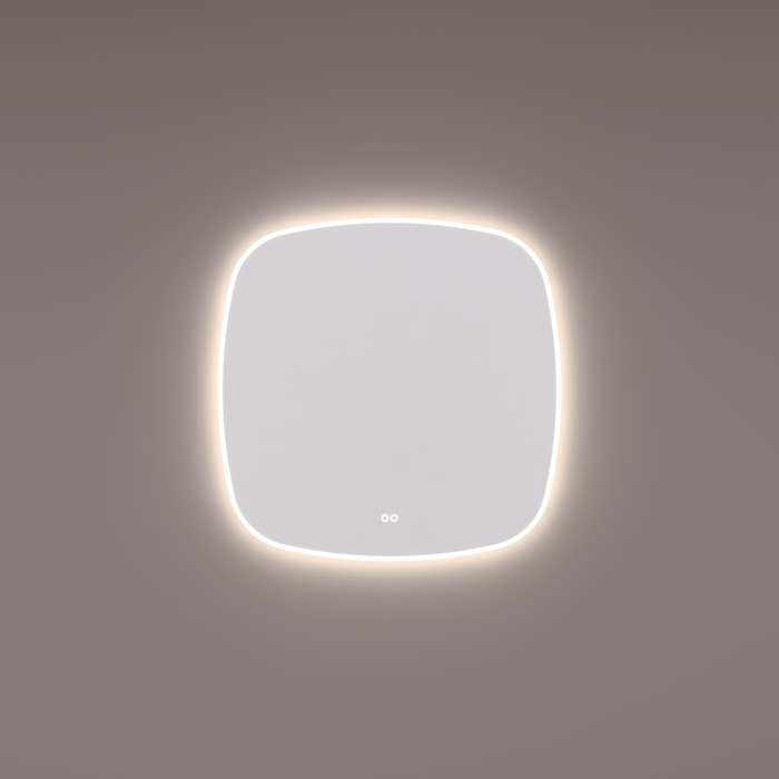 Spiegel Deens ovaal gelijkzijdig, 100x100 cm met directe en indirecte led rondom + spiegeverwarming, kleurenwissel en touch dimmer - Tegeleend