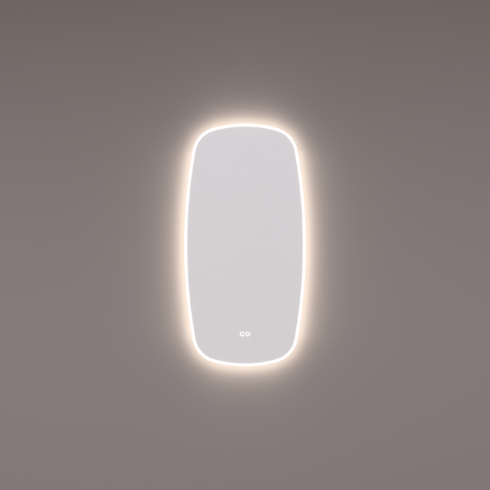 Spiegel Deens ovaal verticaal, 45x90 cm met directe en indirecte led rondom + spiegeverwarming, kleurenwissel en touch dimmer - Tegeleend