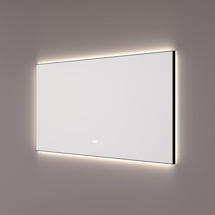 Spiegel in mat zwart met indirecte LED rondom 160x70x3cm + touch dimmer + spiegelverwarming + kleurenwissel - Tegeleend