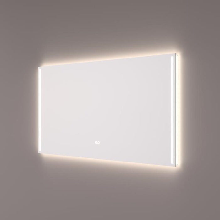 Spiegel met 2 verticale LED banen en indirecte LED rondom 140x70x3cm + touch dimmer + spiegelverwarming + kleurenwissel - Tegeleend