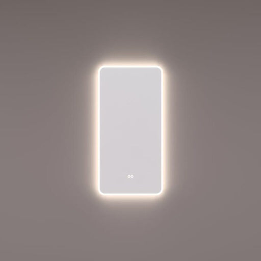Spiegel met afgeronde hoeken en met directe en indirecte LED verlichting rondom 45x90x3cm + spiegelverwarming + kleurenwissel + touch dimmer - Tegeleend