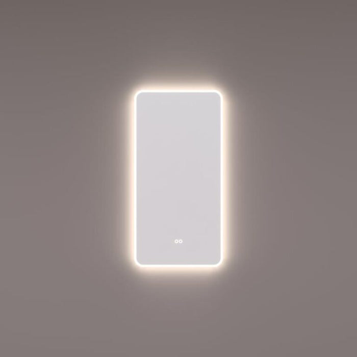 Spiegel met afgeronde hoeken en met directe en indirecte LED verlichting rondom 45x90x3cm + spiegelverwarming + kleurenwissel + touch dimmer - Tegeleend