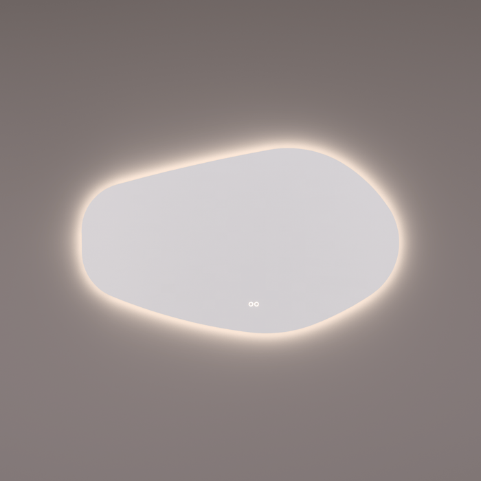 Spiegel organisch, 160x80 cm met indirecte led rondom + spiegeverwarming, kleurenwissel en touch dimmer - Tegeleend