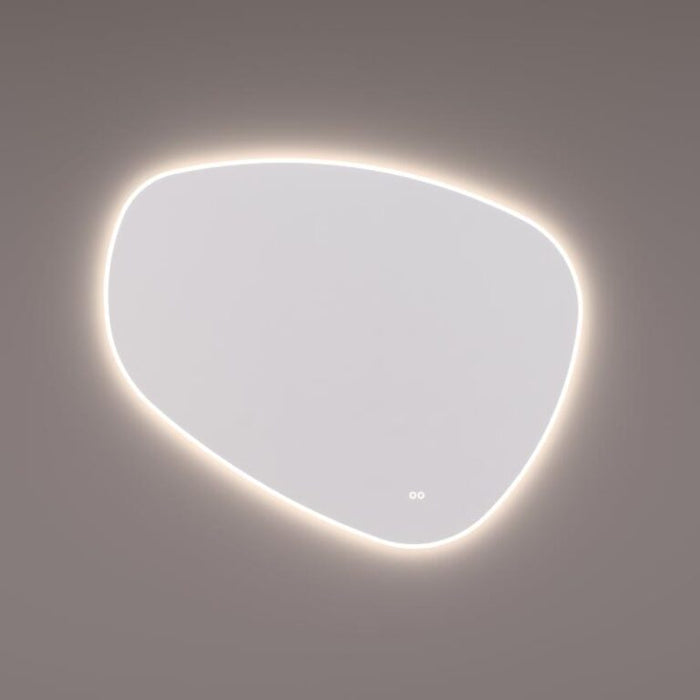 Spiegel organisch met directe en indirecte LED verlichting rondom 120Bx102Hx3cm + spiegelverwarming + kleurenwissel + touch dimmer - Tegeleend