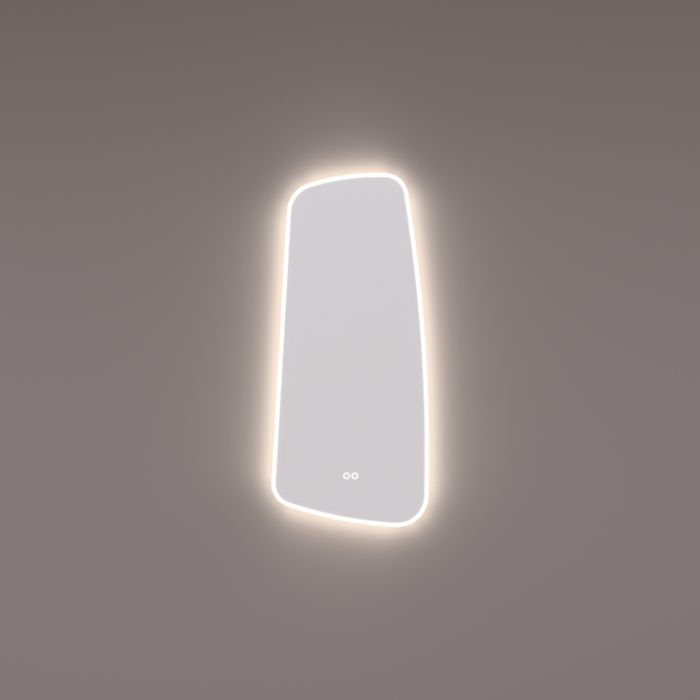 Spiegel organisch met directe en indirecte verlichting rondom 40x90x3cm + spiegelverwarming + kleurenwissel + touch dimmer - Tegeleend