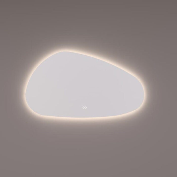 Spiegel organisch met indirecte LED rondom, hoge kant RECHTS 180x100x3cm + spiegelverwarming + kleurenwissel + touch dimmer - Tegeleend