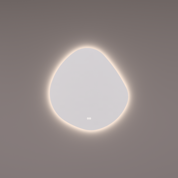 Spiegel organisch rond, 100x105 cm met indirecte led rondom + spiegeverwarming, kleurenwissel en touch dimmer - Tegeleend