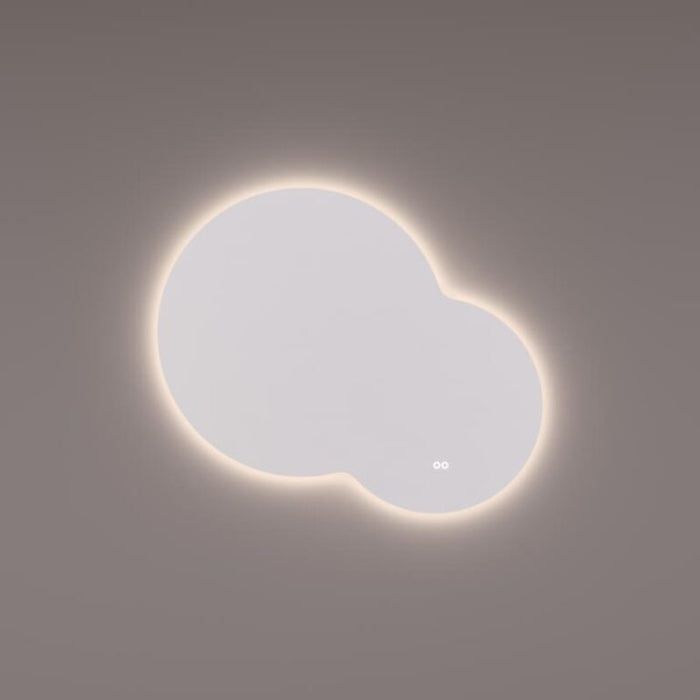 Spiegel organisch rond met indirecte LED verlichting rondom 120Bx102Hx3cm + spiegelverwarming + kleurenwissel + touch dimmer - Tegeleend