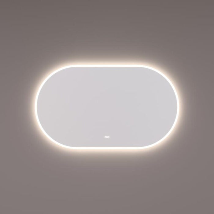 Spiegel ovaal - recht met directe en indirecte LED verlichting rondom 180x70x3cm + touch dimmer + spiegelverwarming + kleurenwissel - Tegeleend