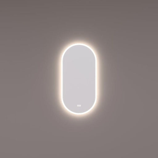 Spiegel ovaal - recht met directe en indirecte LED verlichting rondom 50X100x3cm + touch dimmer + spiegelverwarming + kleurenwissel - Tegeleend