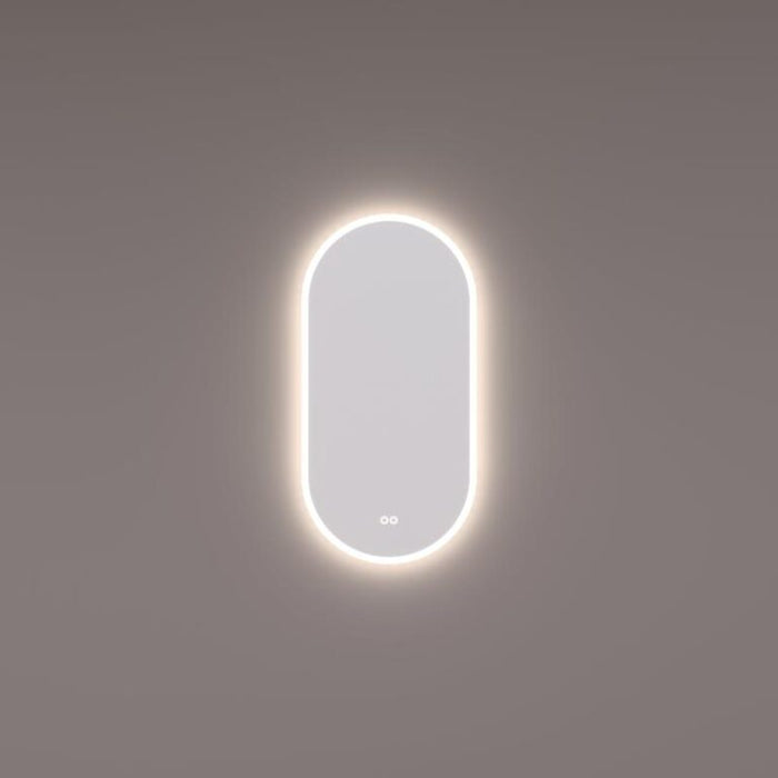 Spiegel ovaal - recht met directe en indirecte LED verlichting rondom 50X100x3cm + touch dimmer + spiegelverwarming + kleurenwissel - Tegeleend