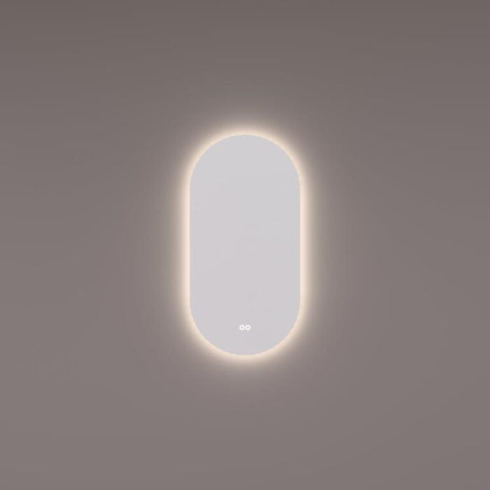 Spiegel ovaal - recht met indirecte LED verlichting rondom 50x100x3cm + spiegelverwarming + kleurenwissel + touch dimmer - Tegeleend