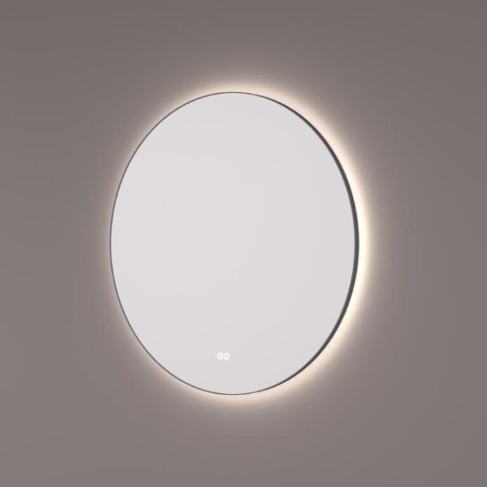 Spiegel rond in gunmetal PVD met indirecte LED verlichting rondom 120x3cm + spiegelverwarming + touch dimmer + kleurenwissel - Tegeleend