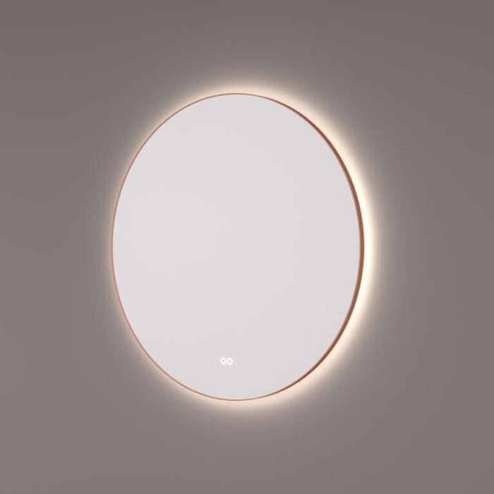 Spiegel rond in koper PVD met indirecte LED verlichting rondom 120x3cm + spiegelverwarming + touch dimmer + kleurenwissel - Tegeleend