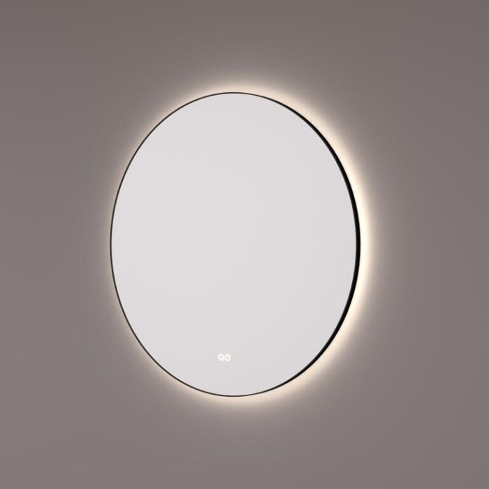 Spiegel rond in MAT ZWART met indirecte LED verlichting rondom 120x3cm + touch dimmer + spiegelverwarming + kleurenwissel - Tegeleend