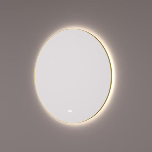 Spiegel rond in messing PVD met indirecte LED verlichting rondom 120x3cm + spiegelverwarming + touch dimmer + kleurenwissel - Tegeleend
