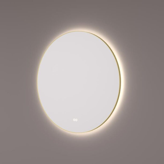 Spiegel rond in messing PVD met indirecte LED verlichting rondom 120x3cm + spiegelverwarming + touch dimmer + kleurenwissel - Tegeleend