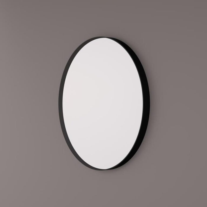 Spiegel rond op mat taupe industrieel metalen frame - Tegeleend