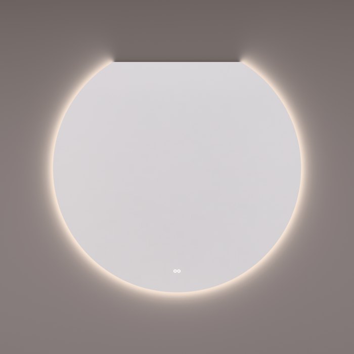 Spiegel sun - line plafond rond met indirecte LED verlichting in de afronding, diameter 140 en 72B x 130H cm + spiegelverwarming + kleurenwissel + touch dimmer - Tegeleend