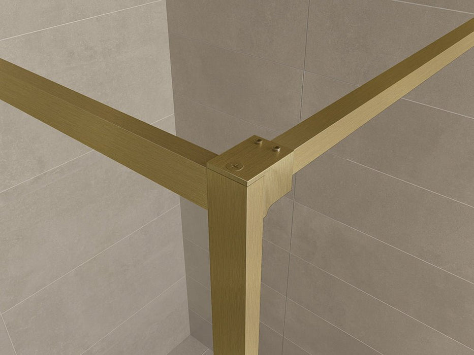 Square inloopdouche 1000 x 2000 x 8 mm nano helder glas/geborsteld messing - Tegeleend