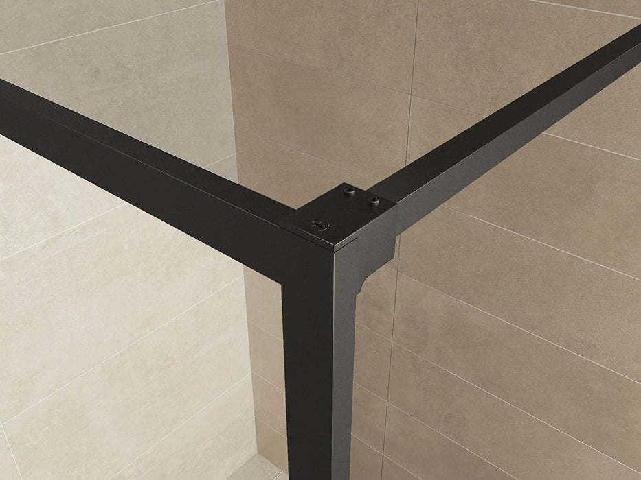 Square inloopdouche 1100 x 2000 x 10 mm nano helder glas/mat zwart - Tegeleend