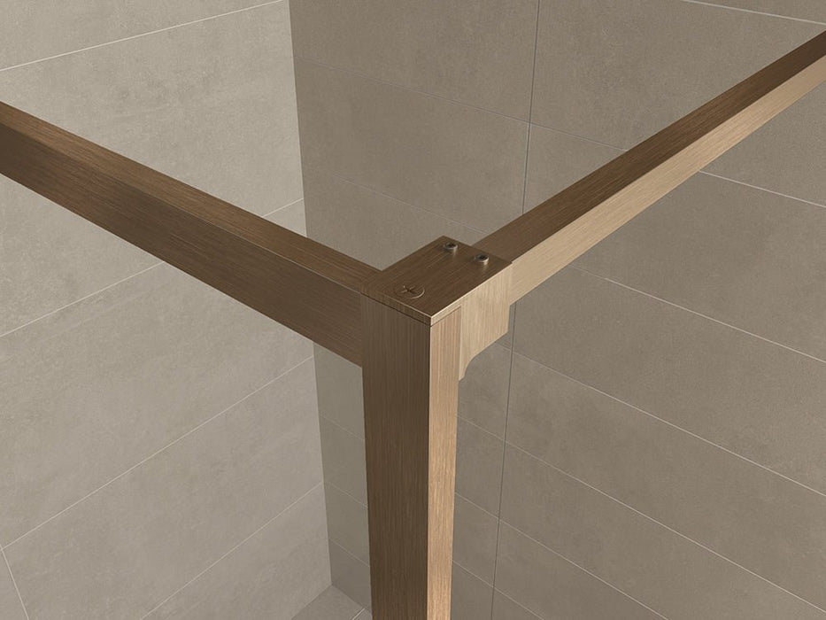Square inloopdouche 1200 x 2000 x 8 mm nano helder glas/geborsteld brons koper - Tegeleend