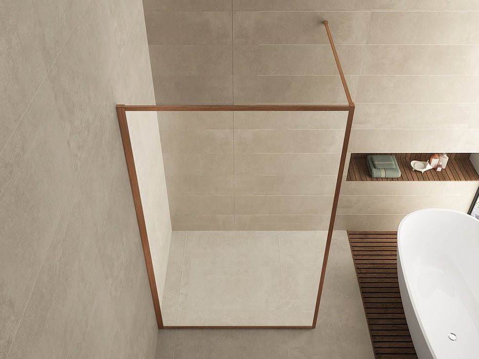 Square inloopdouche 1200 x 2000 x 8 mm nano helder glas/geborsteld brons koper - Tegeleend